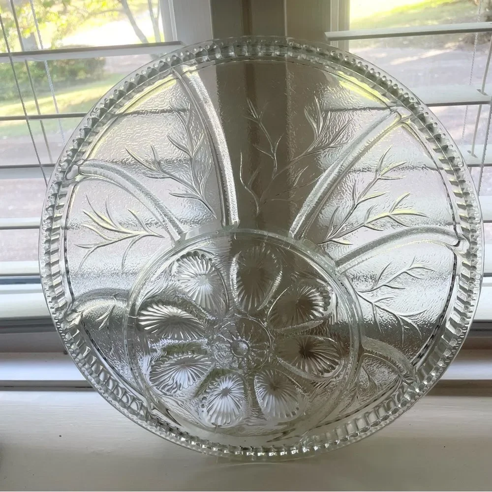 Vintage Indiana Clear Glass Tray Divided Relish Appetizers Deviled Eggs Platter